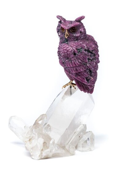 A RUBY FIGURE OF AN OWL, LUIS ALBERTO QUISPE...