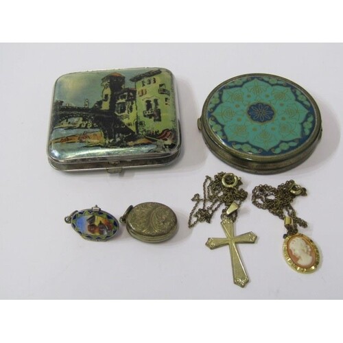 A SELECTION OF COSTUME JEWELLERY & COMPACTS, Inc pendants, y...