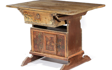 A SWISS PAINTED PINE RENT TABLE
