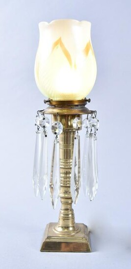 A Single Candle Lamp with Steuben Shade