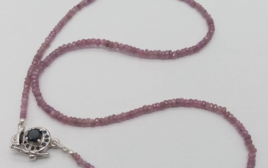 A Single Strand Pink Sapphire Necklace with Ruby and...