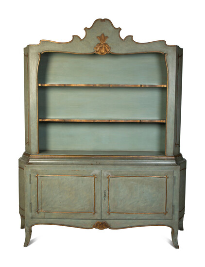 A Swedish Painted and Parcel Gilt Display Cabinet