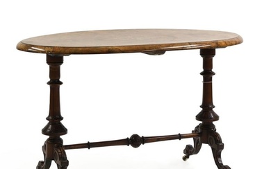 A Victorian inlaid burr-walnut oval table
