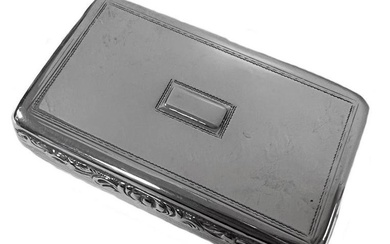 A William IV silver snuff box, mark of Thomas Fairbairn, London 1833, of rectangular form, decorated