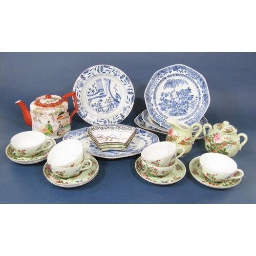A collection of 19th century oriental blue and white ceramic...