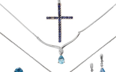 A collection of topaz set jewellery