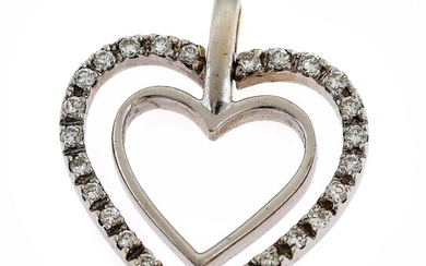 NOT SOLD. A diamond pendant in the shape of a heart set with numerous brilliant-cut...