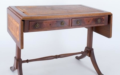 A mahogany venereed banded desk, 19th century