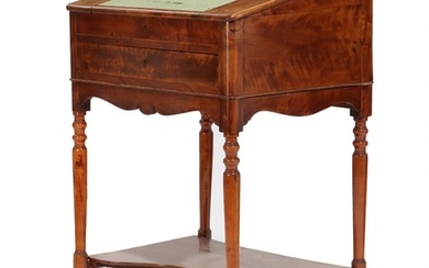 A mid 19th century mahogany polished birch Late Empire writing desk. H. 124. W. 80. D. 64 cm.