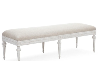 SOLD. A painted Gustavian style bench. Sweden, 19th century. Seat height 48 cm. L. 145 cm. – Bruun Rasmussen Auctioneers of Fine Art