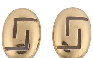 A pair of 14ct gold Greek Key earrings, with stud fittings, ...