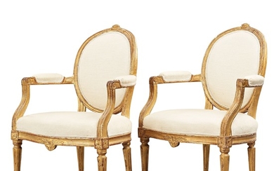 A pair of Gustavian armchairs, late 18th century.