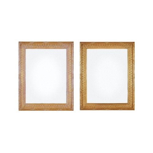 A pair of Louis XVI style carved giltwood rectangular mirror...