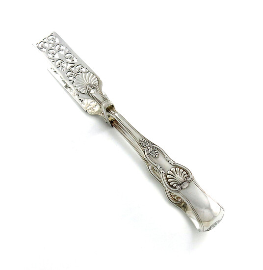 A pair of Victorian electroplated asparagus tongs