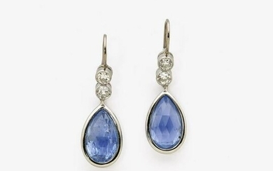A pair of earrings with \Burma\" sapphire drops and