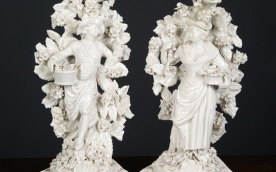 A pair of late 18th century Plymouth porcelain figures