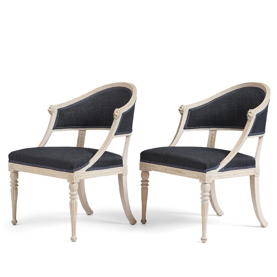 A pair of late Gustavian armchairs.