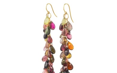 A pair of tourmaline pendent earrings