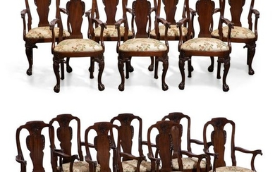 A set of fourteen George II style armchairs
