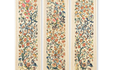 A set of three needlework panels Early 18th century, French...