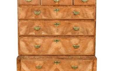 A walnut chest on stand, 18th century