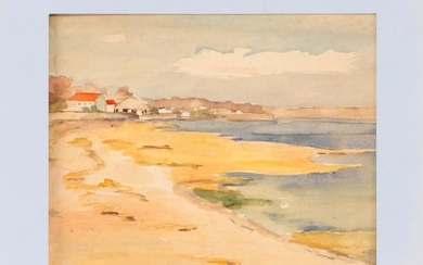 AMERICAN SCHOOL, 20th Century, Houses along the coast., Watercolor on paper, 10.5" x 13.5". Unframed.