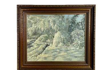 AMERICAN SCHOOL (20th Century,), Winter landscape., Oil on canvas, 20" x 25". Framed 27.5" x 32.5".