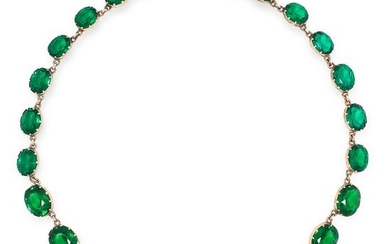 AN ANTIQUE GREEN PASTE RIVIERA NECKLACE comprising of a