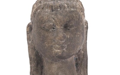AN ASIAN PLASTER HEAD DEPICTING BUDDHA. 19TH CENTURY.