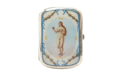 AN EARLY 20TH CENTURY AUSTRIAN 900 STANDARD SILVER AND ENAMEL CIGARETTE CASE, VIENNA DATED 1915 BY FB