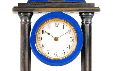 AN EARLY 20TH CENTURY SWISS BLUE ENAMEL AND SILVER