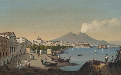 ANONYMOUS: View of Vesuvius with the harbour