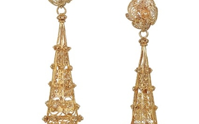 ANTIQUE GOLD CANNETILLE EARRINGS