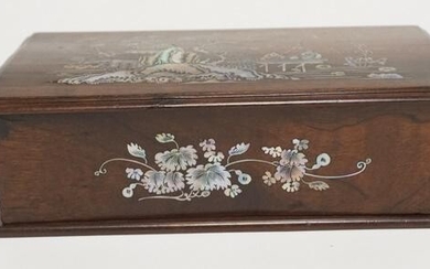 ASIAN WOODEN BOX W/ MOTHER OF PEARL INLAY