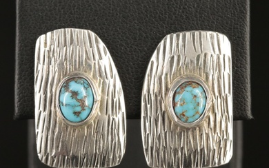 Agnes Platero Navajo Diné Sterling Textured Turquoise Earrings