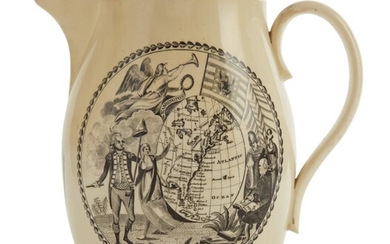 (American Revolution) | A rare transferware jug, celebrating the newly formed United States