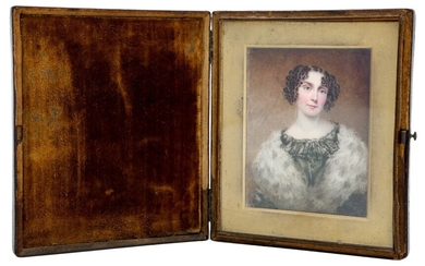 An 18th Century Portrait Miniature Miniature portrait of a young unknown women, dressed in a la...