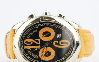 An Altanus St Tropez collection (no. 7825) stainless steel chronographic wristwatch on an orange leather strap.
