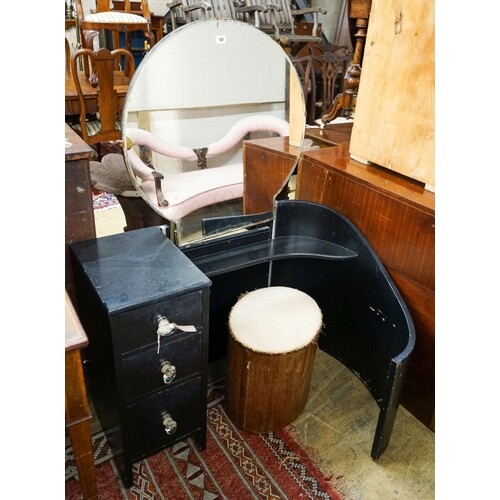 An Art Deco style painted dressing table, length 100cm, dept...