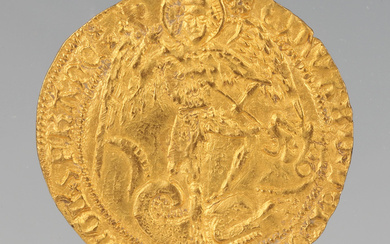 An Edward IV second reign gold angel 1471-1483, mintmark heraldic cinquefoil, S2091, weight 5.1g. Pr