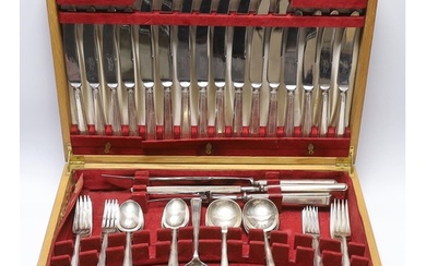 An Elizabeth II almost complete silver canteen of cutlery fo...
