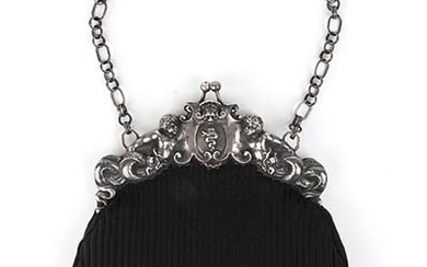 An Italian fabric handbag with silver handle - Crivelli Visconti...