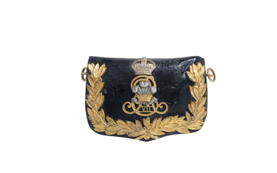 An Officer's Black Leather Flap Pouch To The 10th Royal Hussars, Circa 1901-10