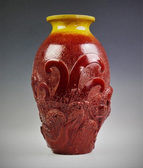 An early 20th century stoneware vase, the inverted baluster ...