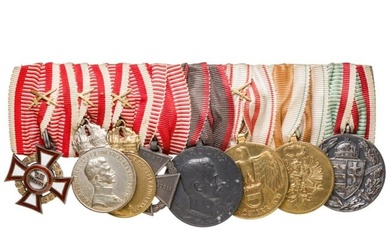 An eight-piece medal bar, World War I