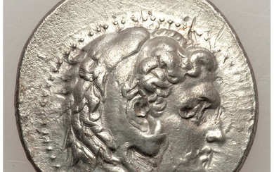 Ancients: , MACEDONIAN KINGDOM. Alexander III the Great (336-323 BC). AR tetradrachm (31mm, 16.81 gm, 5h). AU, Fine Style, die shift, scra...
