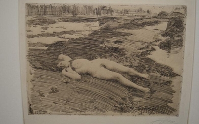 Anders L. Zorn (1860-1920), etching on laid paper, reclining...