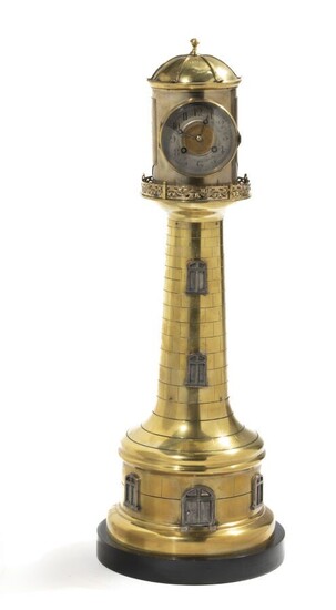 André-Romain GUILMET (1827-1892) Pendule phare à mouvement en forme de phare nautique. Station météo vers...