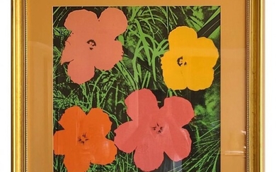 Andy Warhol Silkscreen Lithograph Flowers 1964 Signed