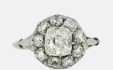 Antique 1.25 Carat Diamond Cluster Ring